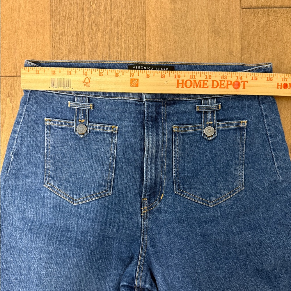 Veronica Beard Grant Patch Pocket High Rise Ankle Wide Leg Jeans - Size 31 - Picture 7 of 12